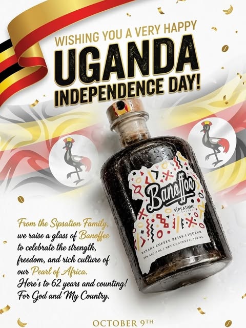 Banoffee bottle with Ugandan flag colours